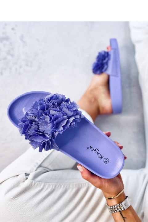 Sandał Klapki damskie z kwiatami TRAILLE PURPLE - Inello Sandał Klapki damskie z kwiatami TRAILLE PURPLE - Inello