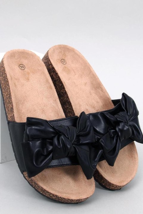 Sandał Klapki korkowe z kokardą BUSSI BLACK - Inello Sandał Klapki korkowe z kokardą BUSSI BLACK - Inello