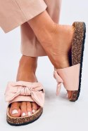 Sandał Klapki korkowe z kokardą BUSSI PINK - Inello