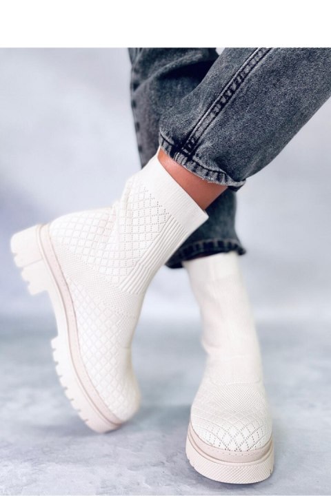 Botki skarpetkowe ze wzorem RUEDA BEIGE - Inello Botki skarpetkowe ze wzorem RUEDA BEIGE - Inello