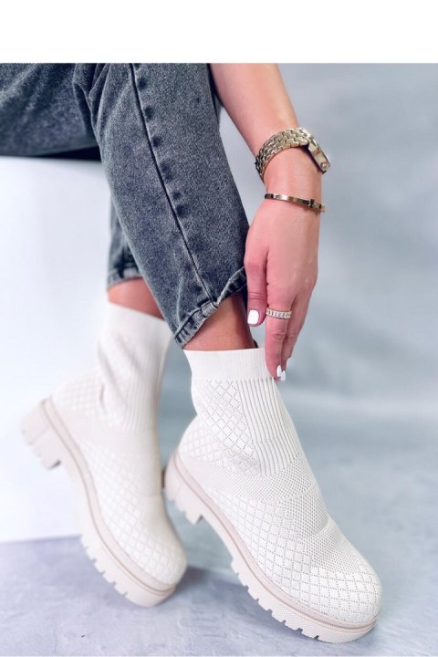 Botki skarpetkowe ze wzorem RUEDA BEIGE - Inello Botki skarpetkowe ze wzorem RUEDA BEIGE - Inello