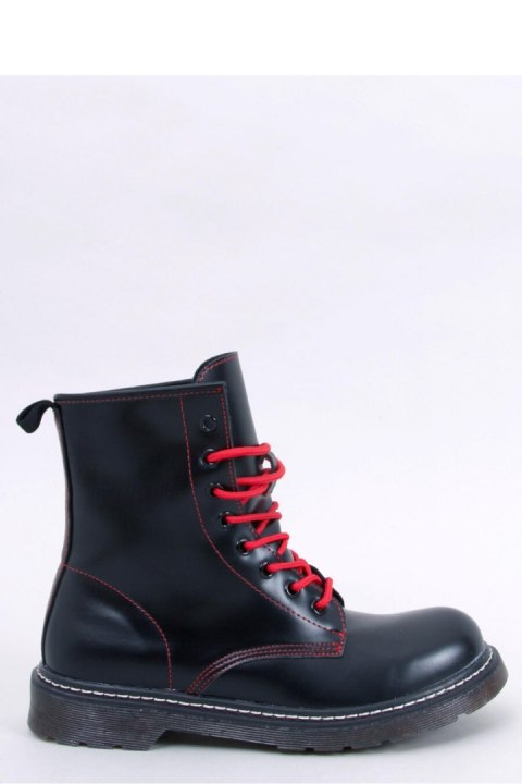 Botki sznurowane z kolorową nitką STUFF BLACKRED - Inello Botki sznurowane z kolorową nitką STUFF BLACKRED - Inello