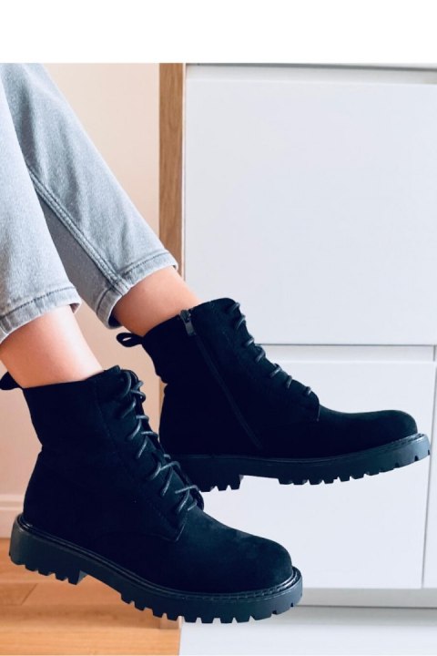 Botki sznurowane zamszowe GATEN BLACK - Inello Botki sznurowane zamszowe GATEN BLACK - Inello