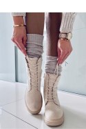 Botki sznurowane zamszowe LAVEY BEIGE - Inello