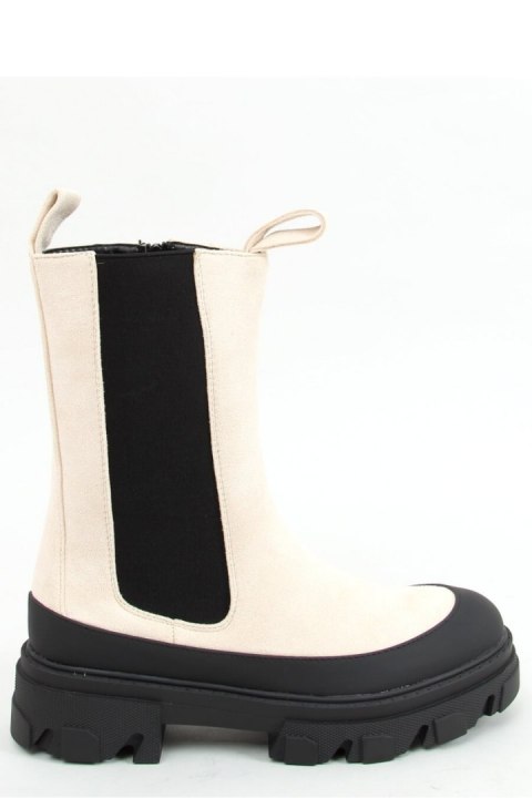 Botki sztyblety wysokie kremowe RB122P BEIGE - Inello Botki sztyblety wysokie kremowe RB122P BEIGE - Inello