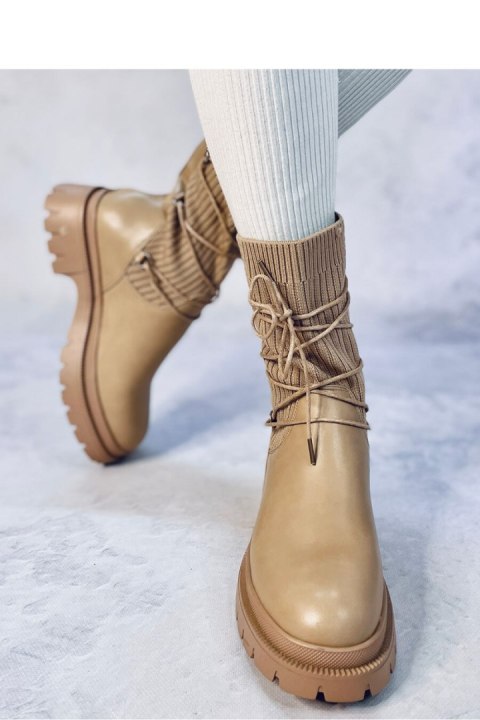 Botki ze skarpetkową cholewką WILLET KHAKI - Inello Botki ze skarpetkową cholewką WILLET KHAKI - Inello