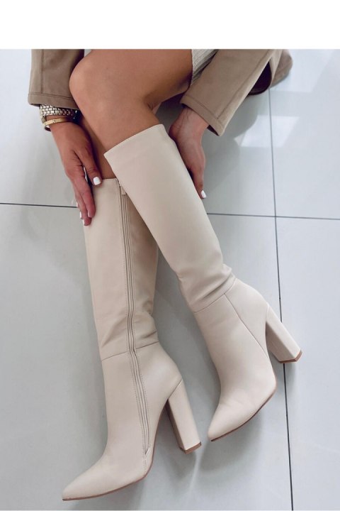 Kozaki na obcasie klasyczne TIFFANY BEIGE - Inello Kozaki na obcasie klasyczne TIFFANY BEIGE - Inello
