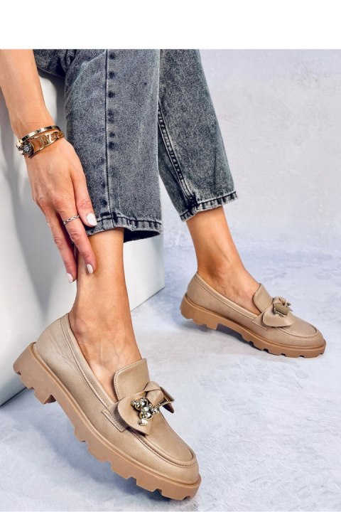 Mokasyny ze złotym misiem HONEY KHAKI - Inello Mokasyny ze złotym misiem HONEY KHAKI - Inello