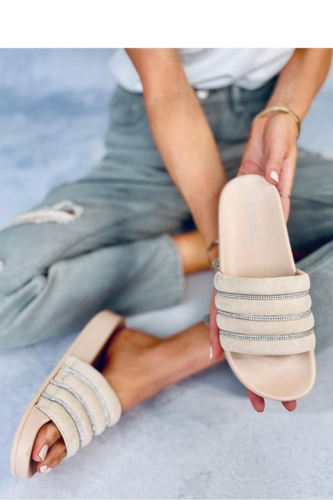Sandał Klapki z cyrkoniami LYNNE BEIGE - Inello Sandał Klapki z cyrkoniami LYNNE BEIGE - Inello