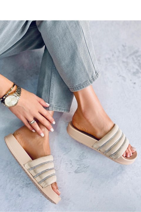 Sandał Klapki z cyrkoniami LYNNE BEIGE - Inello Sandał Klapki z cyrkoniami LYNNE BEIGE - Inello