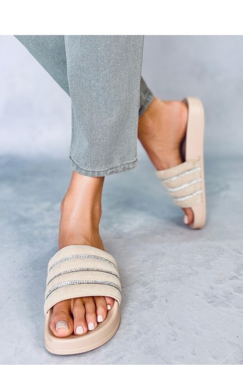 Sandał Klapki z cyrkoniami LYNNE BEIGE - Inello Sandał Klapki z cyrkoniami LYNNE BEIGE - Inello