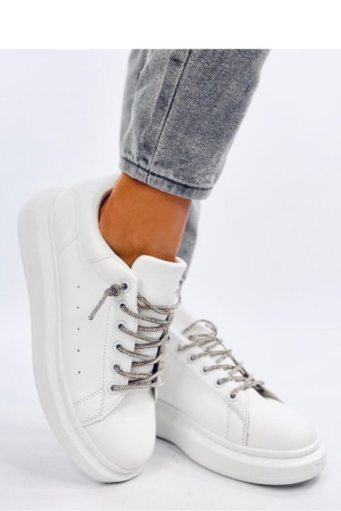 Sneakersy z kryształkowymi sznurówkami SERIES WHITE/SILVER - Inello Sneakersy z kryształkowymi sznurówkami SERIES WHITE/SILVER - Inello