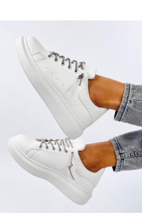Sneakersy z kryształkowymi sznurówkami SERIES WHITE/SILVER - Inello Sneakersy z kryształkowymi sznurówkami SERIES WHITE/SILVER - Inello