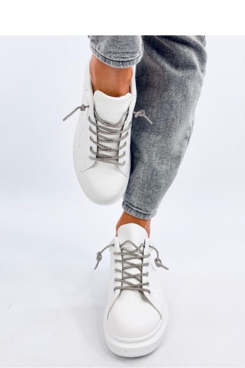 Sneakersy z kryształkowymi sznurówkami SERIES WHITE/SILVER - Inello Sneakersy z kryształkowymi sznurówkami SERIES WHITE/SILVER - Inello