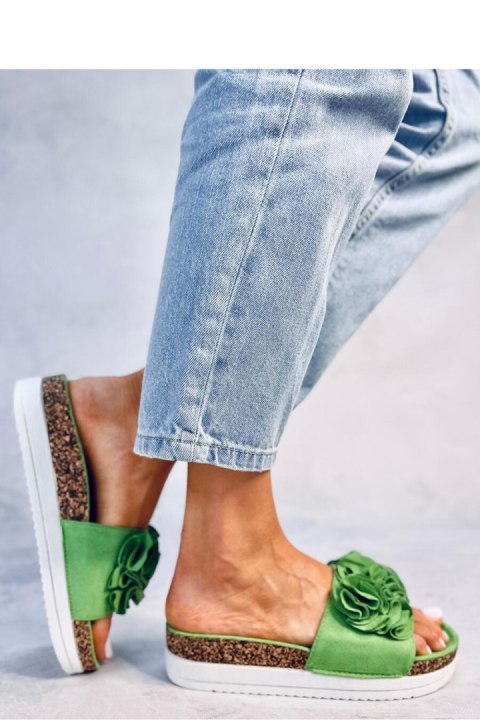 Sandał Klapki z kwiatami RIZZO GREEN - Inello Sandał Klapki z kwiatami RIZZO GREEN - Inello