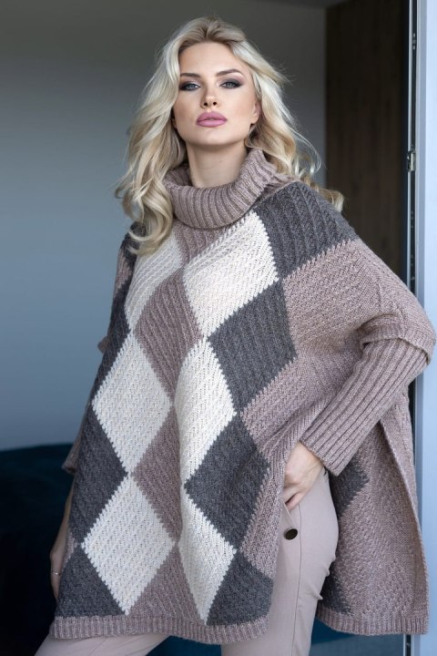 Sweter Damski Model 30088 Cappuccino - PeeKaBoo Sweter Damski Model 30088 Cappuccino - PeeKaBoo