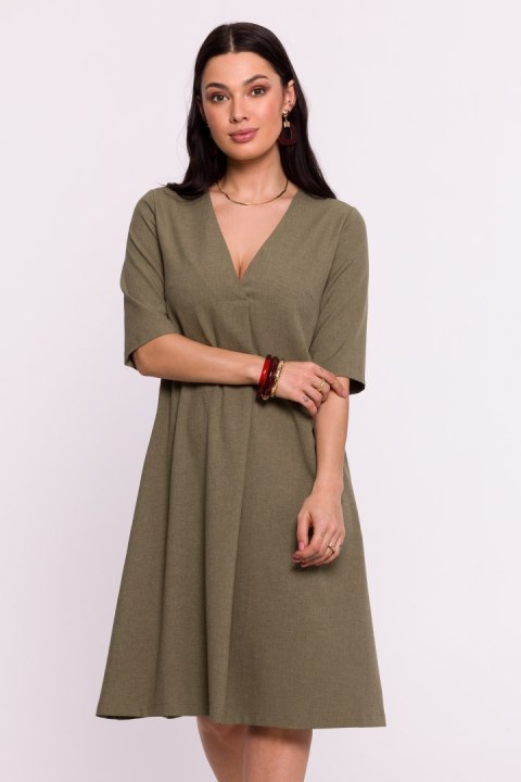 Sukienka Model B280 Oliwka - BeWear Sukienka Model B280 Oliwka - BeWear