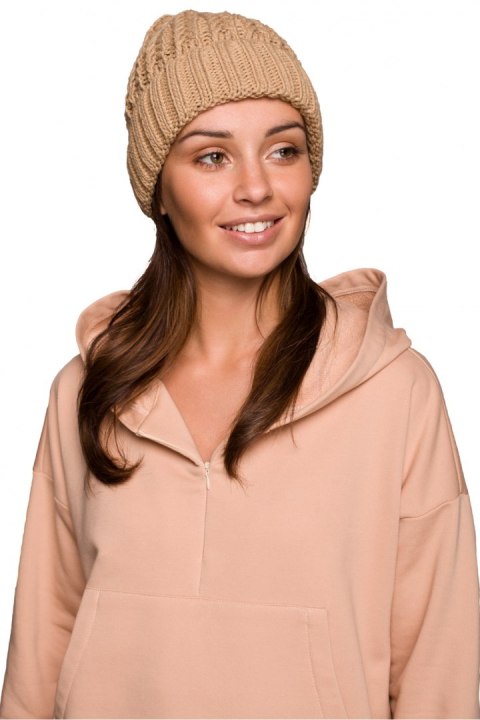 Czapka Damska Model BK057 Camel - BE Knit Czapka Damska Model BK057 Camel - BE Knit