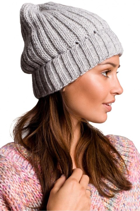 Czapka Damska Model BK058 Grey - BE Knit Czapka Damska Model BK058 Grey - BE Knit