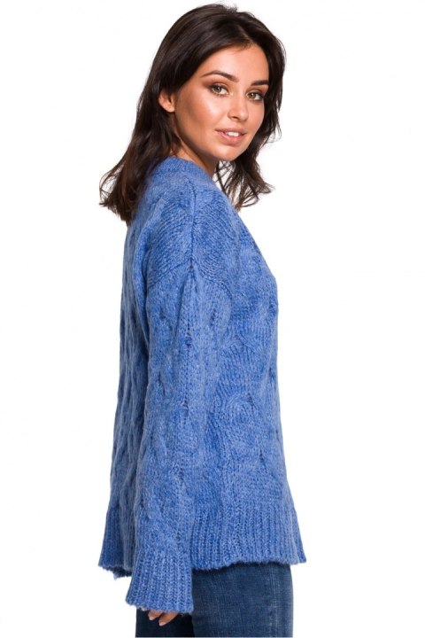 Sweter Damski Model BK038 Blue - BE Knit Sweter Damski Model BK038 Blue - BE Knit