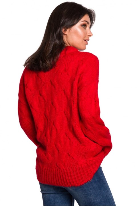 Sweter Damski Model BK038 Red - BE Knit Sweter Damski Model BK038 Red - BE Knit