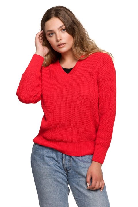 Sweter Damski Model BK075 Red - BE Knit Sweter Damski Model BK075 Red - BE Knit