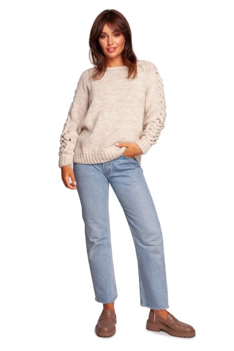 Sweter Damski Model BK090 Beige - BE Knit Sweter Damski Model BK090 Beige - BE Knit