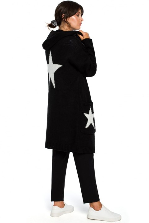 Sweter Kardigan Model BK013 Black - BE Knit Sweter Kardigan Model BK013 Black - BE Knit
