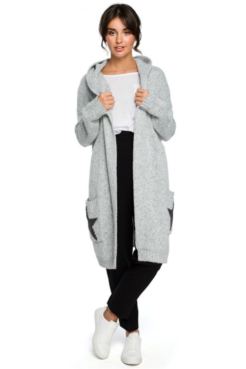 Sweter Kardigan Model BK013 Grey - BE Knit Sweter Kardigan Model BK013 Grey - BE Knit
