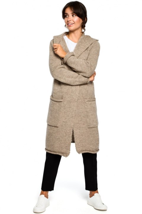 Sweter Kardigan Model BK016 Light Brown - BE Knit Sweter Kardigan Model BK016 Light Brown - BE Knit