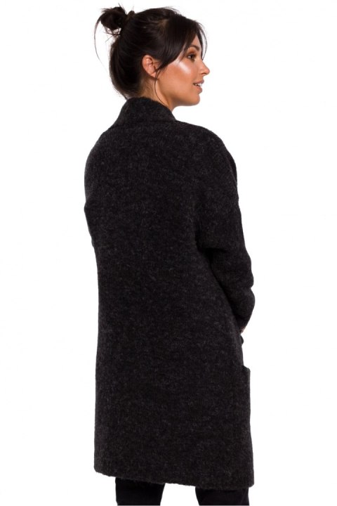 Sweter Kardigan Model BK034 Antracyt - BE Knit Sweter Kardigan Model BK034 Antracyt - BE Knit