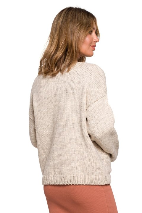 Sweter Kardigan Model BK074 Beige - BE Knit Sweter Kardigan Model BK074 Beige - BE Knit