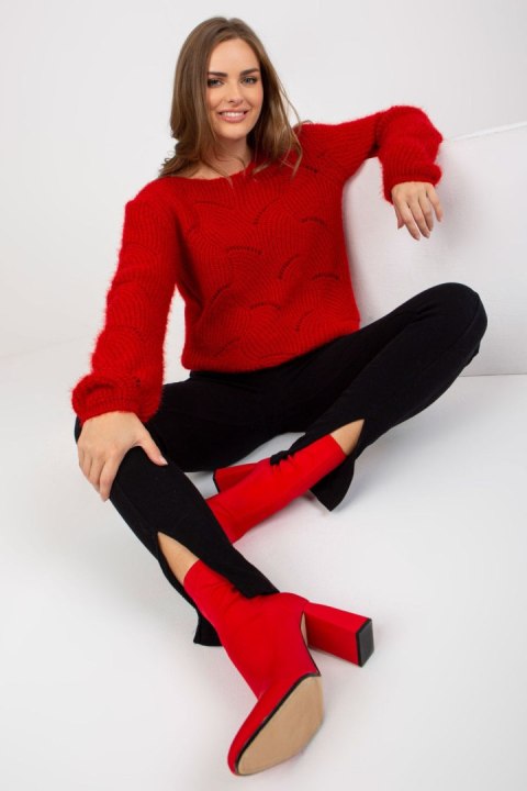 Sweter Damski Model TW-SW-BI-9030.08 Dark Red - Och Bella Sweter Damski Model TW-SW-BI-9030.08 Dark Red - Och Bella