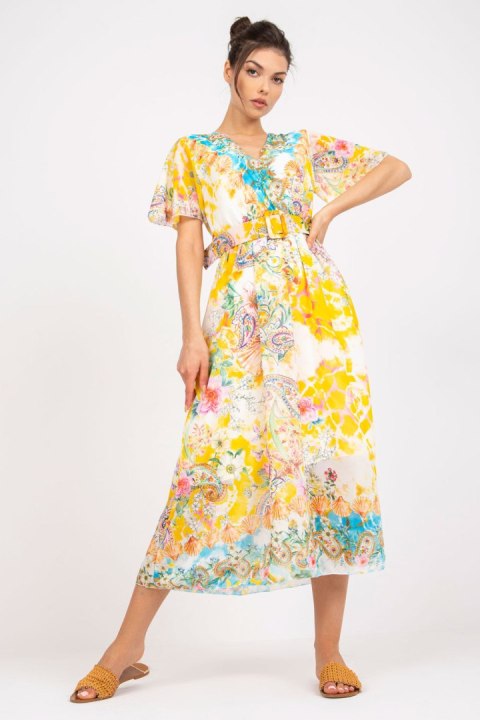 Sukienka Model DHJ-SK-15967-1.01P White/Yellow - Italy Moda Sukienka Model DHJ-SK-15967-1.01P White/Yellow - Italy Moda