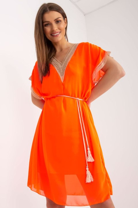 Sukienka Model DHJ-SK-1508.12 Fluo Orange - Italy Moda Sukienka Model DHJ-SK-1508.12 Fluo Orange - Italy Moda