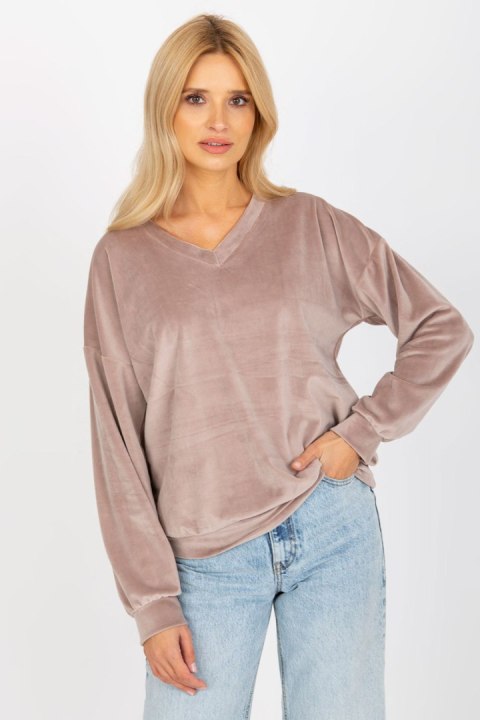Bluza Damska Model RP-BZ-8188.52P Dark Beige - Rue Paris Bluza Damska Model RP-BZ-8188.52P Dark Beige - Rue Paris