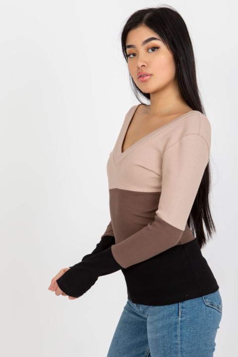 Bluzka Model RV-BZ-8429.31P Black/Beige - Rue Paris Bluzka Model RV-BZ-8429.31P Black/Beige - Rue Paris
