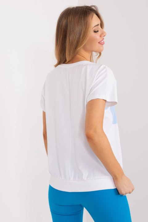 Bluzka Model RV-BZ-9628.26X White/Blue - Rue Paris Bluzka Model RV-BZ-9628.26X White/Blue - Rue Paris
