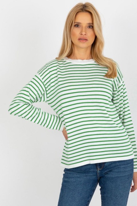 Sweter Damski Model LC-SW-6006.22 White/Green - Rue Paris Sweter Damski Model LC-SW-6006.22 White/Green - Rue Paris