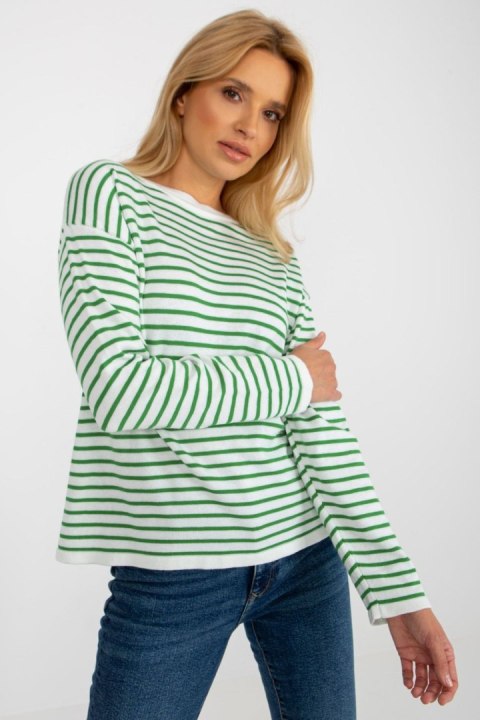Sweter Damski Model LC-SW-6006.22 White/Green - Rue Paris Sweter Damski Model LC-SW-6006.22 White/Green - Rue Paris