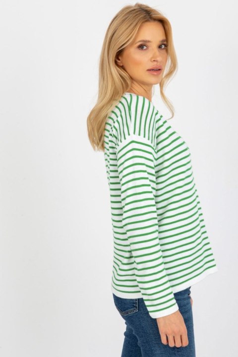 Sweter Damski Model LC-SW-6006.22 White/Green - Rue Paris Sweter Damski Model LC-SW-6006.22 White/Green - Rue Paris