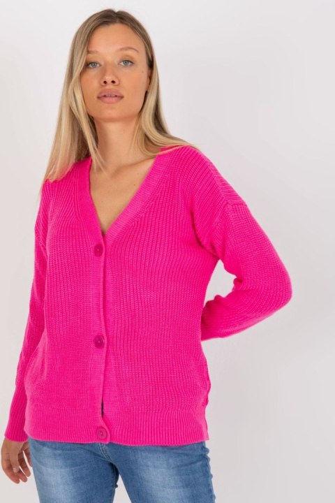 Sweter Kardigan Model LC-SW-0321.06X Fluo Pink - Rue Paris Sweter Kardigan Model LC-SW-0321.06X Fluo Pink - Rue Paris