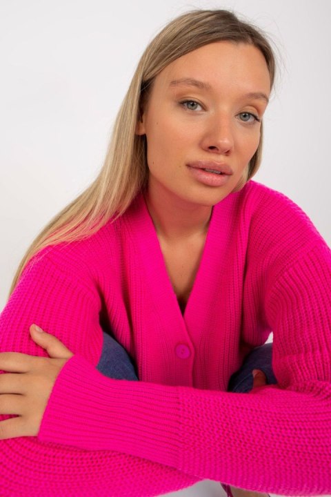 Sweter Kardigan Model LC-SW-0321.06X Fluo Pink - Rue Paris Sweter Kardigan Model LC-SW-0321.06X Fluo Pink - Rue Paris