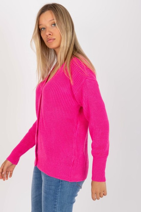 Sweter Kardigan Model LC-SW-0321.06X Fluo Pink - Rue Paris Sweter Kardigan Model LC-SW-0321.06X Fluo Pink - Rue Paris