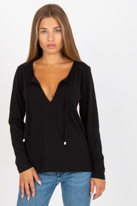 Bluzka Model RV-BZ-8055.35P Black - Rue Paris Bluzka Model RV-BZ-8055.35P Black - Rue Paris