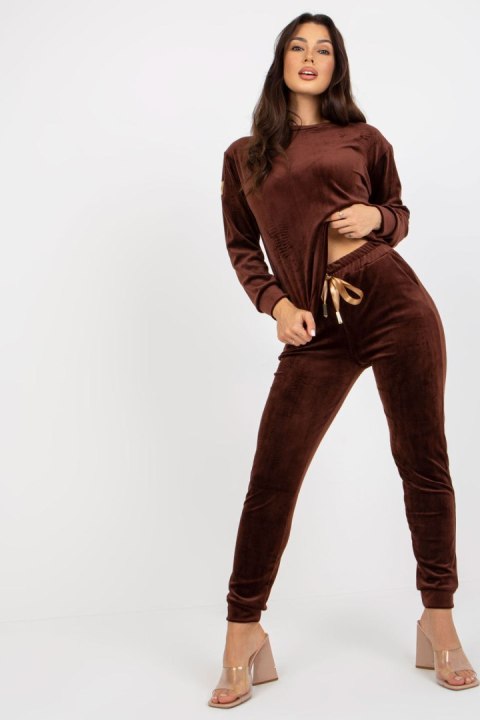 Spodnie Komplet Model WN-KMPL-8129.30X Dark Brown - Rue Paris Spodnie Komplet Model WN-KMPL-8129.30X Dark Brown - Rue Paris