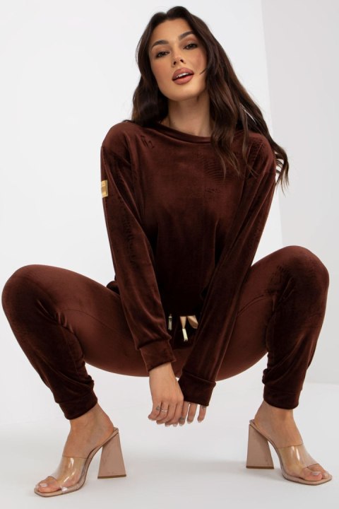 Spodnie Komplet Model WN-KMPL-8129.30X Dark Brown - Rue Paris Spodnie Komplet Model WN-KMPL-8129.30X Dark Brown - Rue Paris