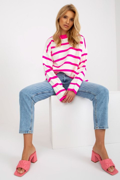 Sweter Damski Model LC-SW-2212.97P Fluo Pink - Rue Paris Sweter Damski Model LC-SW-2212.97P Fluo Pink - Rue Paris