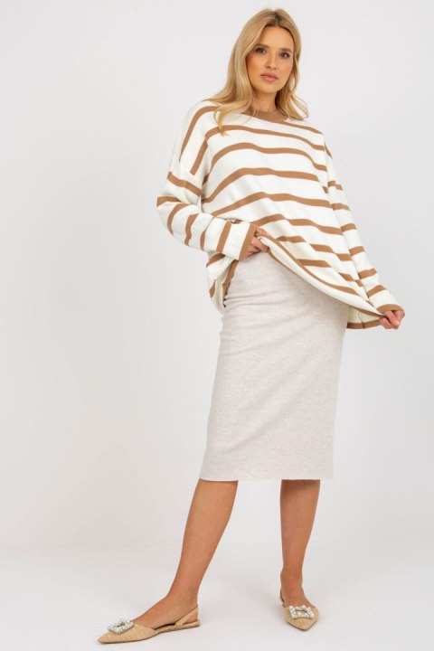 Sweter Damski Model LC-SW-2212.97P Light Brown - Rue Paris Sweter Damski Model LC-SW-2212.97P Light Brown - Rue Paris