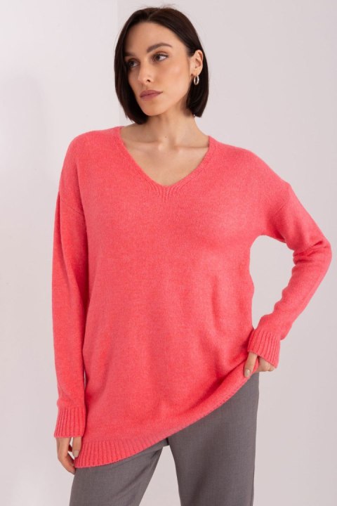 Sweter Damski Model TO-SW-1810.84P Coral - Rue Paris Sweter Damski Model TO-SW-1810.84P Coral - Rue Paris